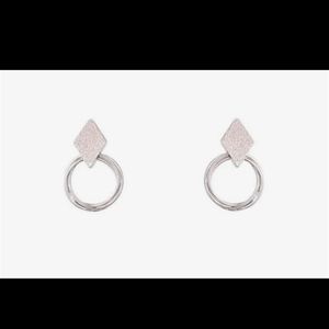 Circle and Diamond Shape Silver stud Ear
